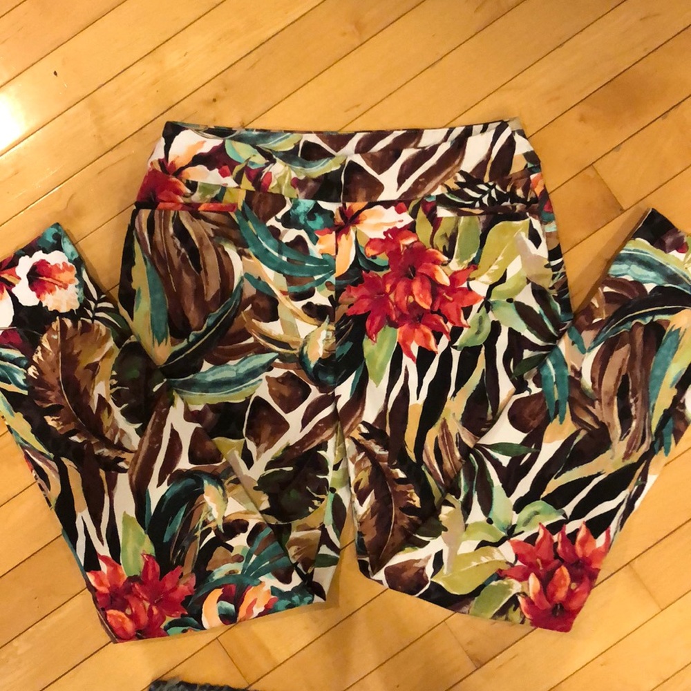 Tropical stretchy pant flat front